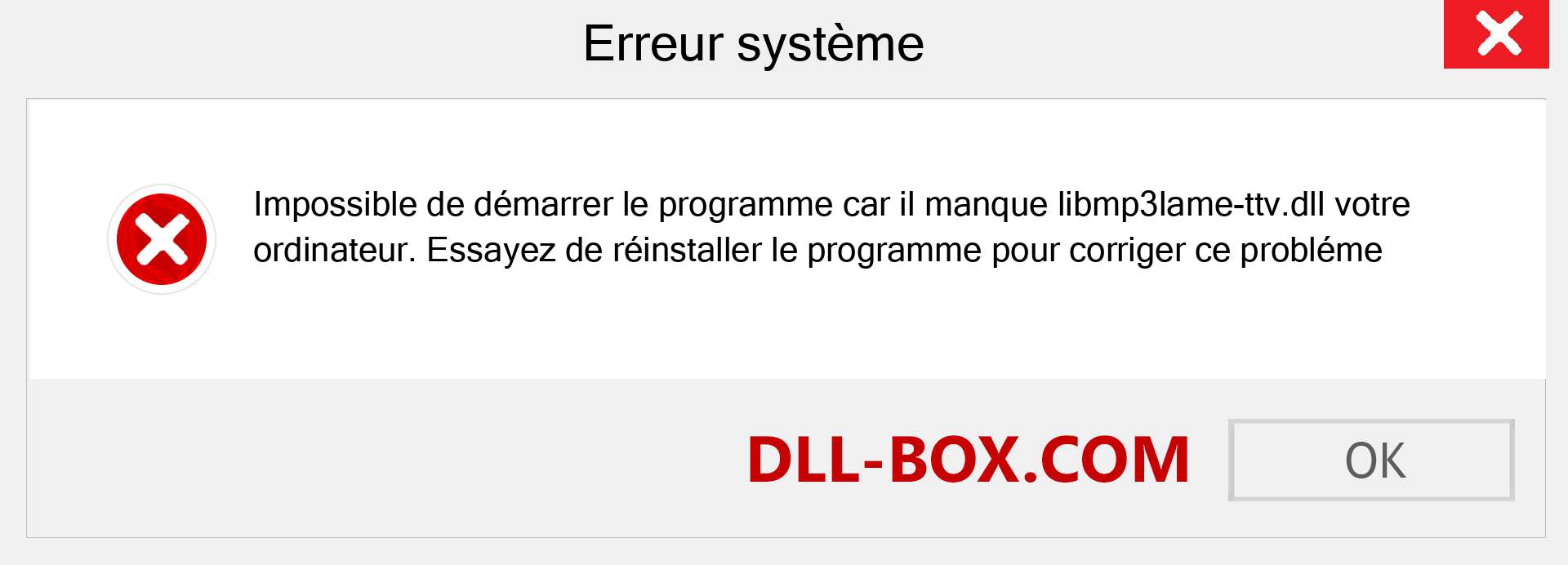 Le fichier libmp3lame-ttv.dll est manquant ?. Télécharger pour Windows 7, 8, 10 - Correction de l'erreur manquante libmp3lame-ttv dll sur Windows, photos, images